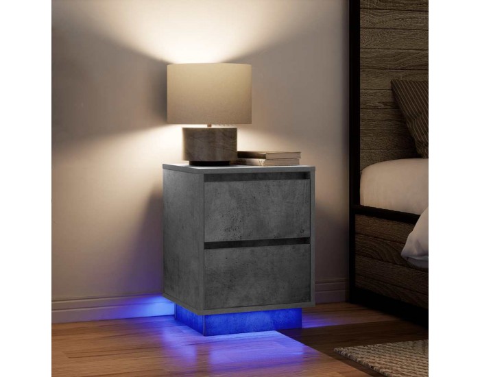 Sonata H Нощни шкафчета с LED осветление 2 бр., бетонно сиво 38x34x50 cm