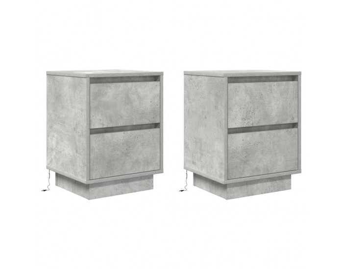 Sonata H Нощни шкафчета с LED осветление 2 бр., бетонно сиво 38x34x50 cm