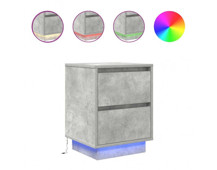 Sonata H Нощни шкафчета с LED осветление 2 бр., бетонно сиво 38x34x50 cm