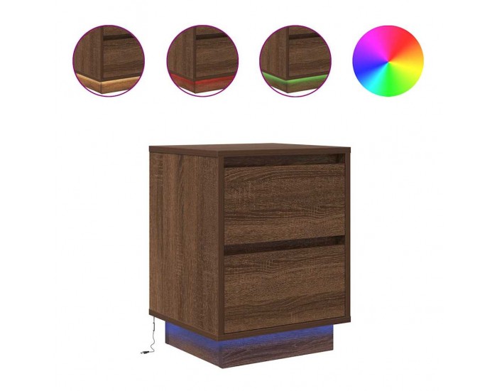 Sonata H Нощен шкаф с LED осветление Кафяв дъб 38x34x50 cm