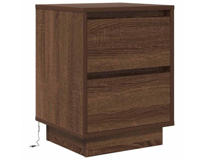 Sonata H Нощен шкаф с LED осветление Кафяв дъб 38x34x50 cm