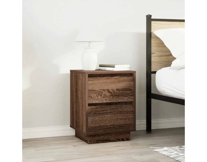 Sonata H Нощен шкаф с LED осветление Кафяв дъб 38x34x50 cm