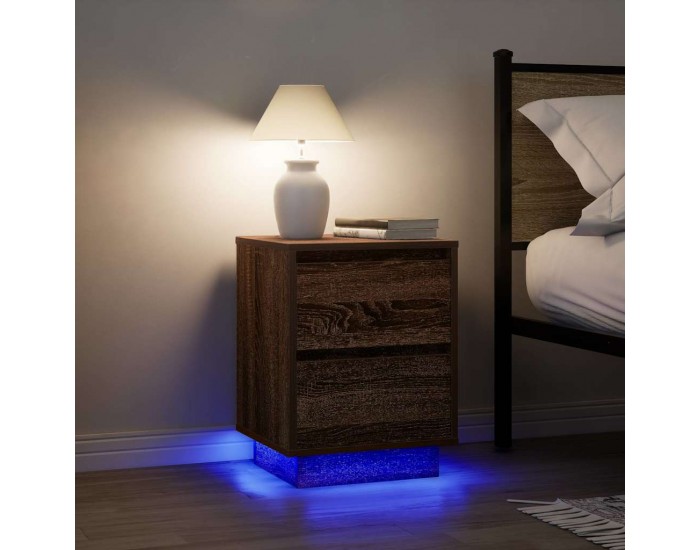Sonata H Нощен шкаф с LED осветление Кафяв дъб 38x34x50 cm