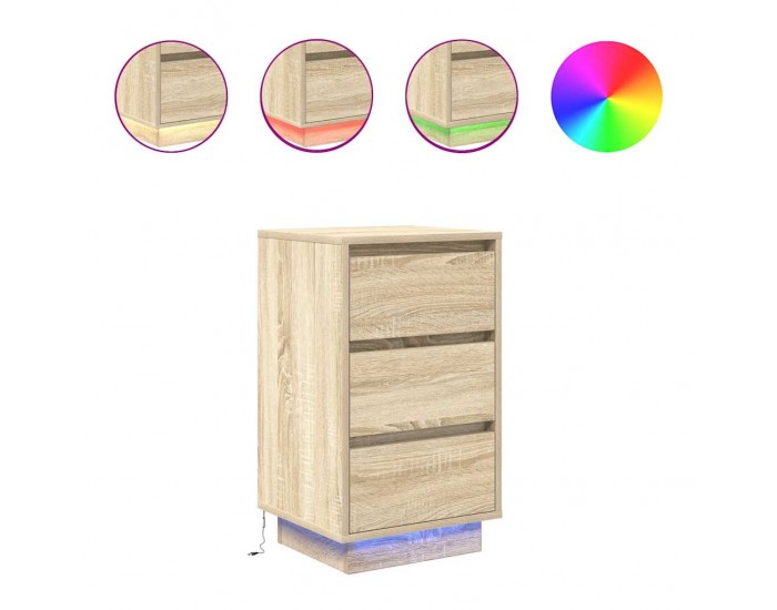 Sonata H Нощен шкаф с LED осветление Дъб Сонома 38x34x65 cm