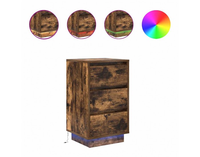 Sonata H Нощен шкаф с LED осветление опушен дъб 38x34x65 cm