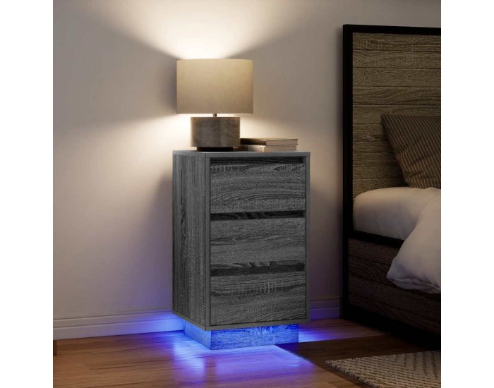 Sonata H Нощен шкаф с LED осветление Grey Sonoma 38x34x65 cm