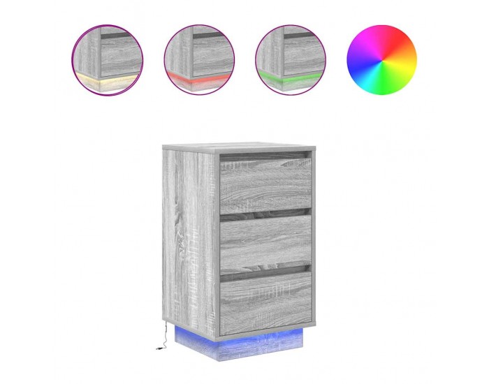 Sonata H Нощен шкаф с LED осветление Grey Sonoma 38x34x65 cm