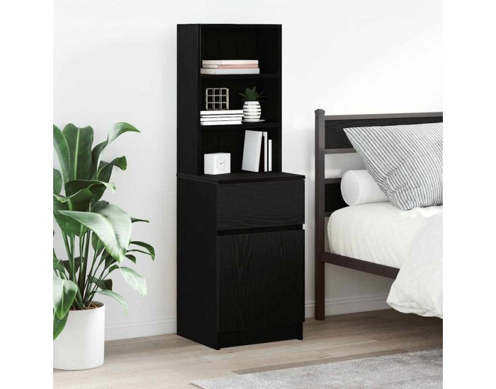 Sonata H Нощно шкафче, черно, 39x35x125 см, инженерно дърво