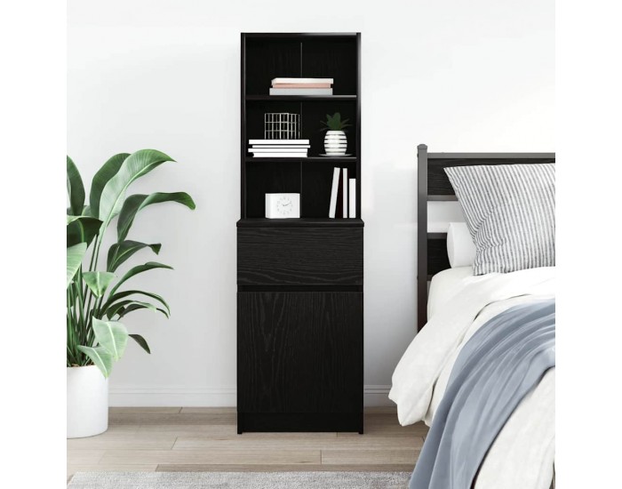 Sonata H Нощно шкафче, черно, 39x35x125 см, инженерно дърво