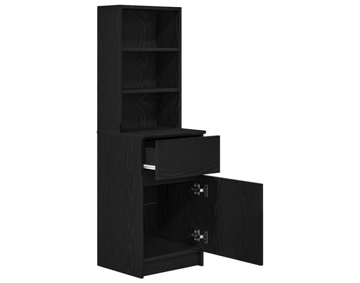 Sonata H Нощно шкафче, черно, 39x35x125 см, инженерно дърво