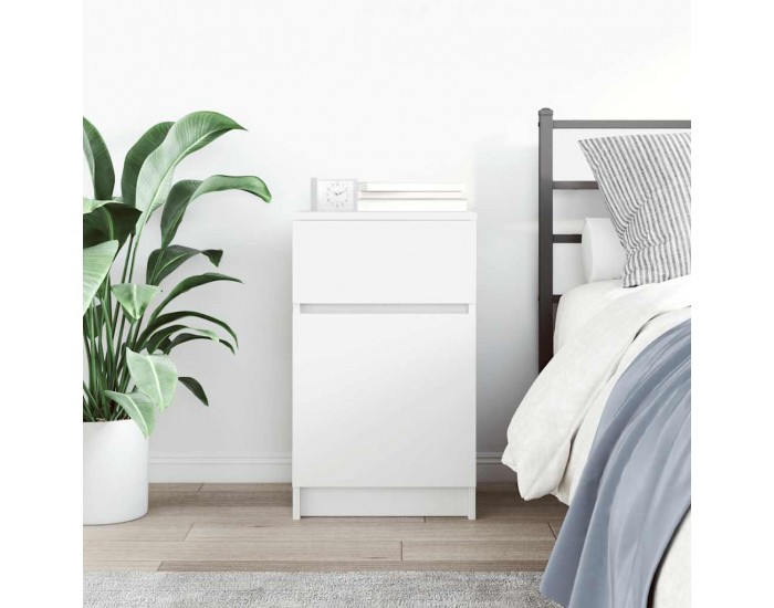 Sonata H Нощно шкафче, Бяло, 39x35x65 см, инженерно дърво