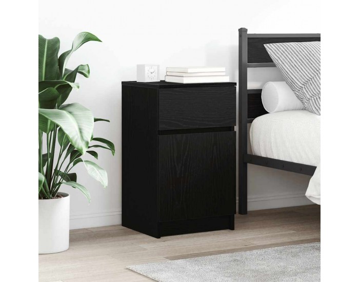 Sonata H Нощни шкафчета, 2 бр, черни, 39x35x65 см, инженерно дърво