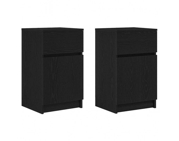 Sonata H Нощни шкафчета, 2 бр, черни, 39x35x65 см, инженерно дърво