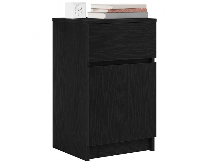Sonata H Нощни шкафчета, 2 бр, черни, 39x35x65 см, инженерно дърво