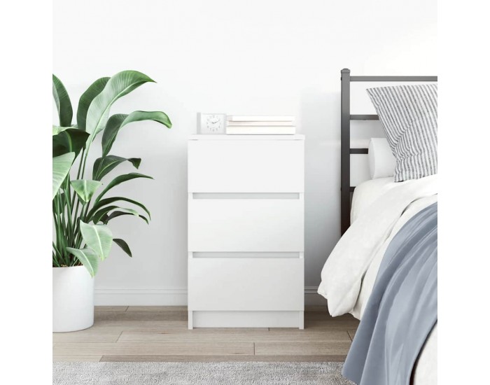 Sonata H Нощно шкафче с 3 чекмеджета, бели, 39x35x65 см