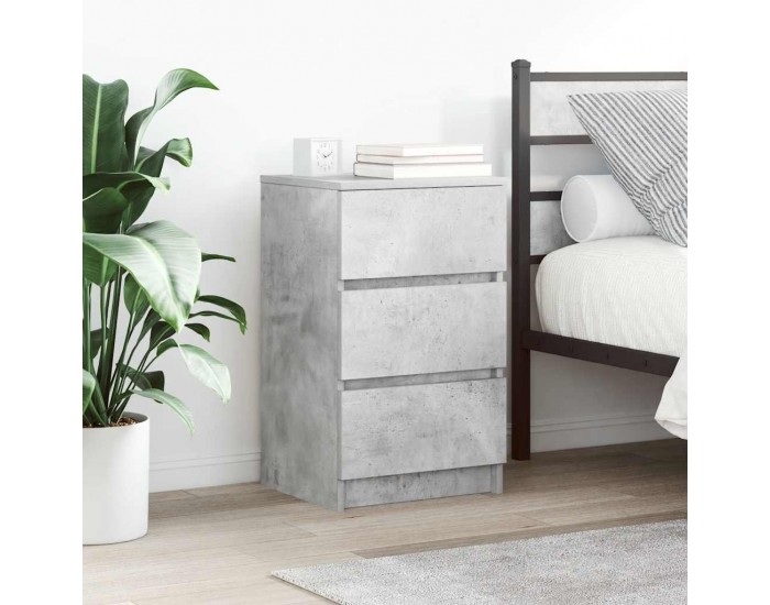 Sonata H Нощни шкафчета с 3 чекмеджета, 2 бр, бетонно сив, 39x35x65 см