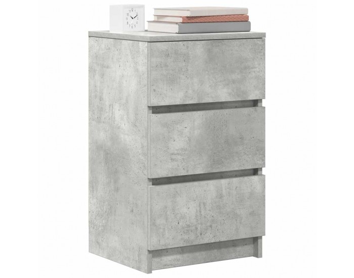 Sonata H Нощни шкафчета с 3 чекмеджета, 2 бр, бетонно сив, 39x35x65 см