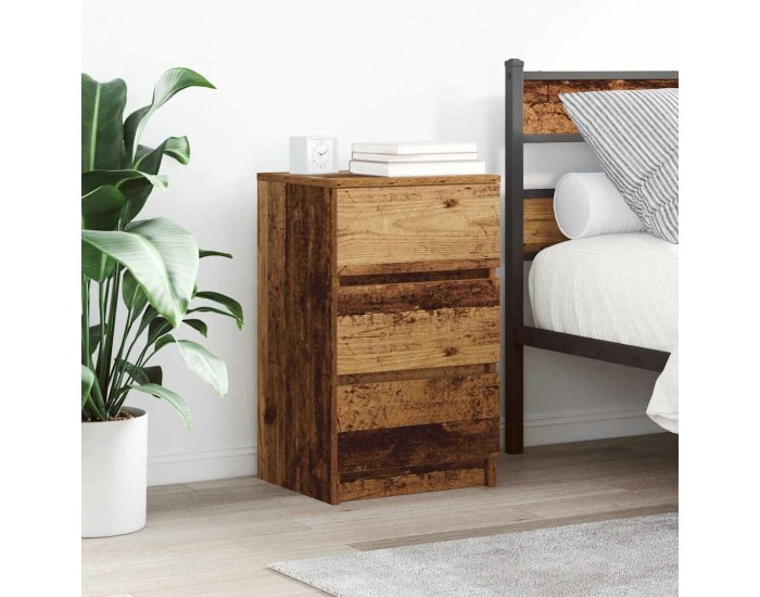 Sonata H Нощно шкафче с 3 чекмеджета, старо дърво, 39x35x65 см