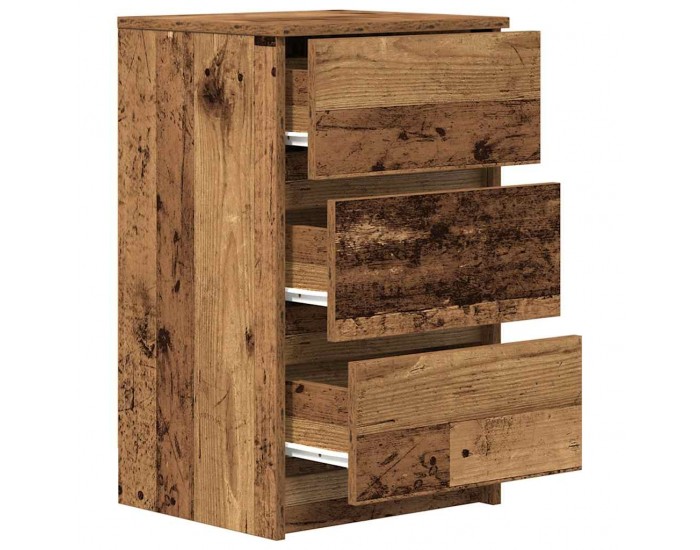 Sonata H Нощно шкафче с 3 чекмеджета, старо дърво, 39x35x65 см