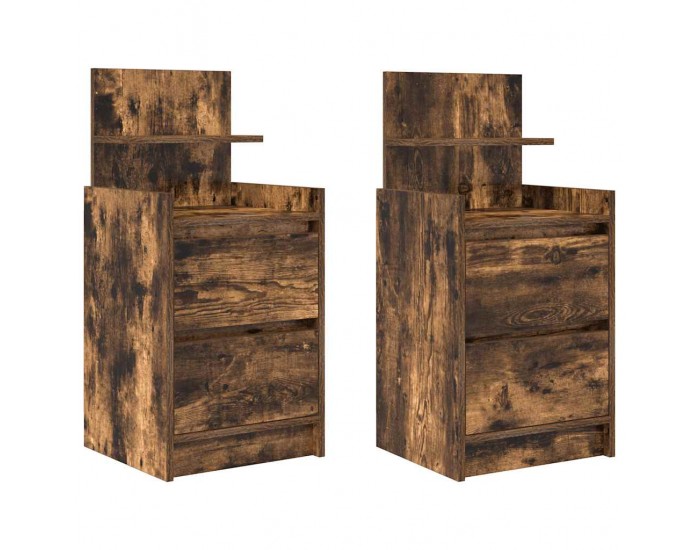 Sonata H Нощни шкафчета с 2 чекмеджета 2 бр., опушен дъб 38x34x80 см