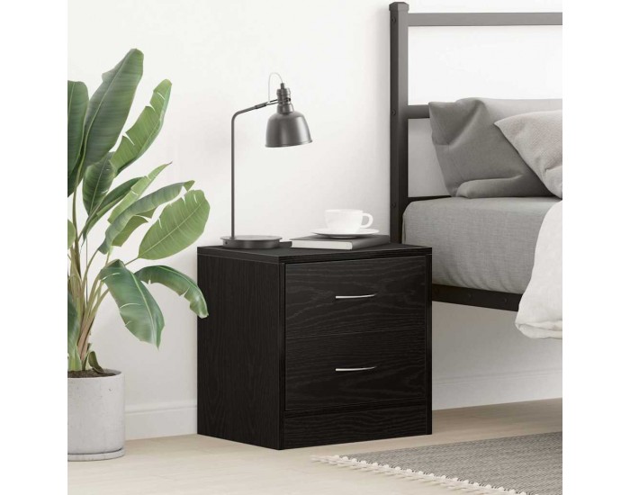 Sonata H Нощно шкафче, черно и дъб, 40x30x40 см, инженерно дърво