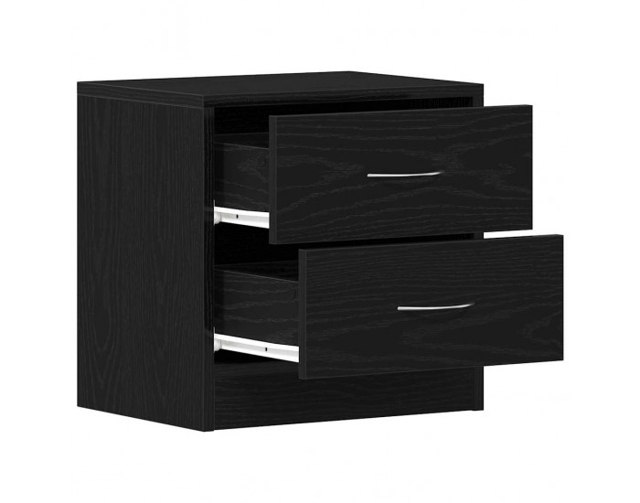 Sonata H Нощно шкафче, черно и дъб, 40x30x40 см, инженерно дърво