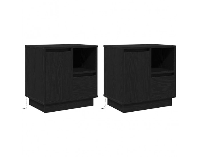 Sonata H Нощен шкаф с 2 pcs Черно 50 x 34.5 x 50 см. Инженерно дърво