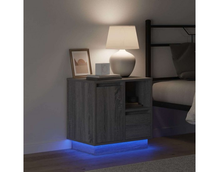 Sonata H Нощен шкаф с чекмедже с Сив 50 x 34.5 x 50 см. Инженерно дърво