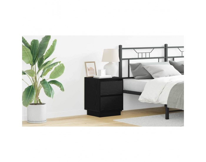 Sonata H Нощен шкаф с чекмедже с Черно 39 x 34.5 x 50 см Инженерно дърво