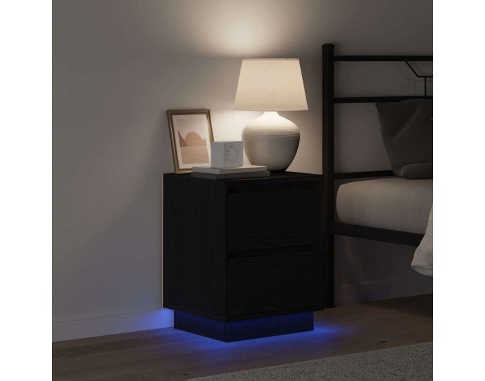 Sonata H Нощен шкаф с чекмедже с Черно 39 x 34.5 x 50 см Инженерно дърво