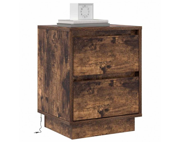 Sonata H Нощен шкаф с 2 pcs Опушен дъб 39 x 34.5 x 50 см Инженерно дърво