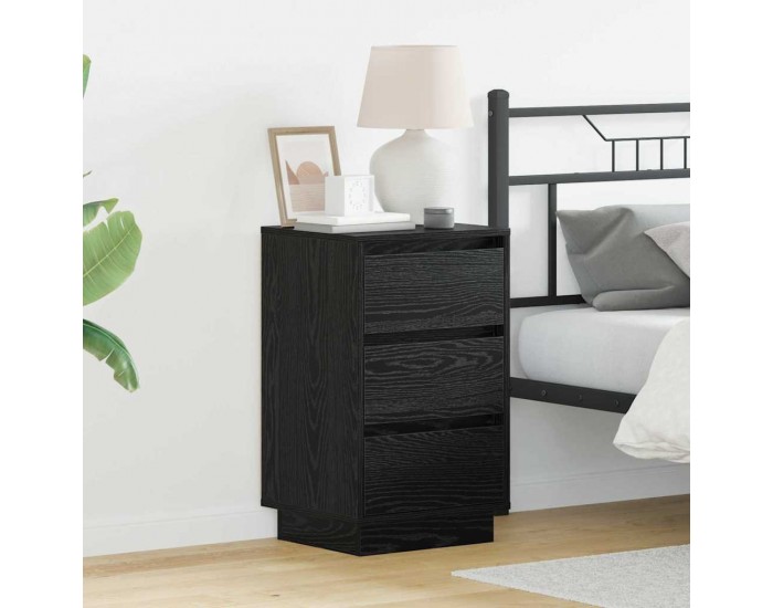 Sonata H Нощен шкаф с чекмедже с Черно 39 x 34.5 x 65 см Инженерно дърво