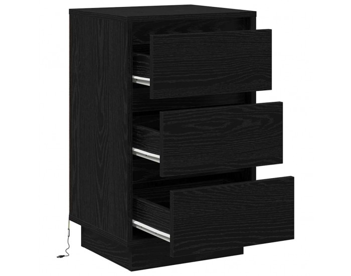 Sonata H Нощен шкаф с чекмедже с Черно 39 x 34.5 x 65 см Инженерно дърво
