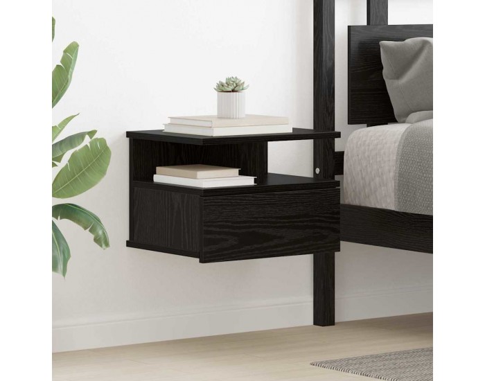 Sonata H Плаваща нощно шкафче Черен дъб 40 x 31 x 27 см Инженерно дърво