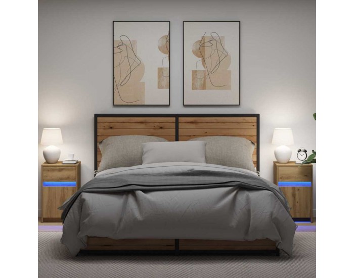 Sonata H LED нощно шкафче с чекмедже 2 pcs дъб артизан 38 x 34 x 61 см