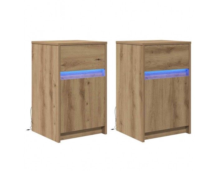 Sonata H LED нощно шкафче с чекмедже 2 pcs дъб артизан 38 x 34 x 61 см