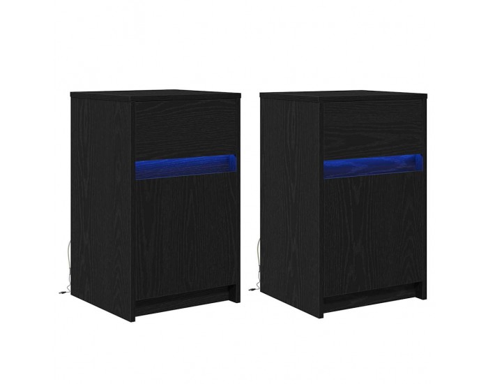 Sonata H LED нощно шкафче с чекмедже 2 pcs Черен дъб 38 x 34 x 61 см