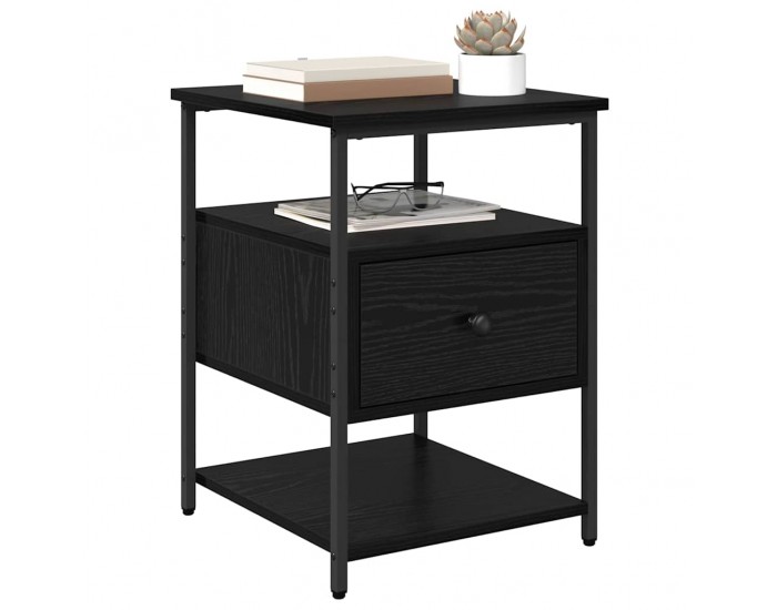 Sonata H Нощен шкаф с чекмедже Черен дъб 40 x 42 x 56 см Инженерно дърво