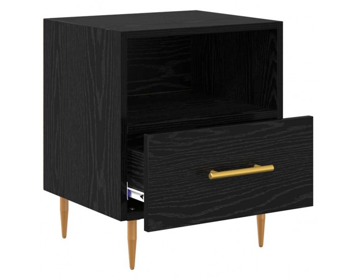 Sonata H Нощно шкафче с чекмедже Черно 40 x 35 x 47.5 см Инженерно дърво