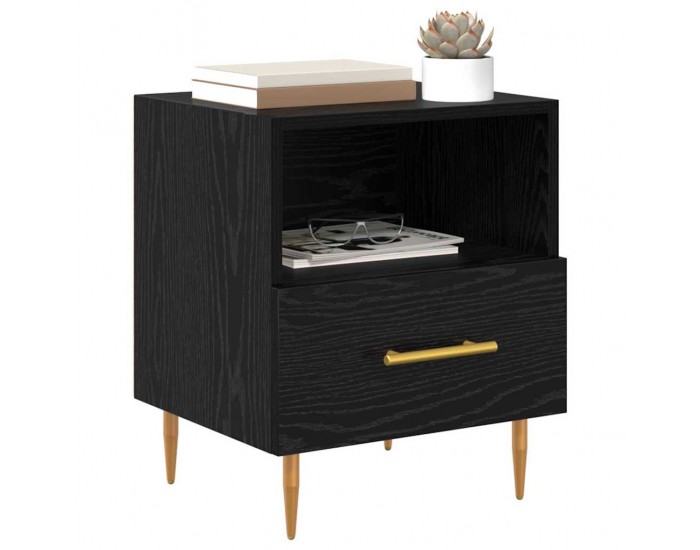 Sonata H Нощно шкафче с чекмедже Черно 40 x 35 x 47.5 см Инженерно дърво