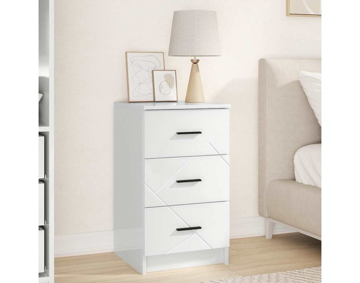 Sonata H Нощен шкаф Бяло Със Силен Гланц 38 x 38 x 66 см Инженерно дърво