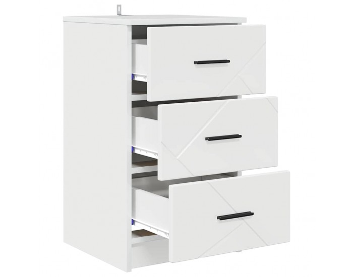 Sonata H Нощен шкаф Бяло Със Силен Гланц 38 x 38 x 66 см Инженерно дърво