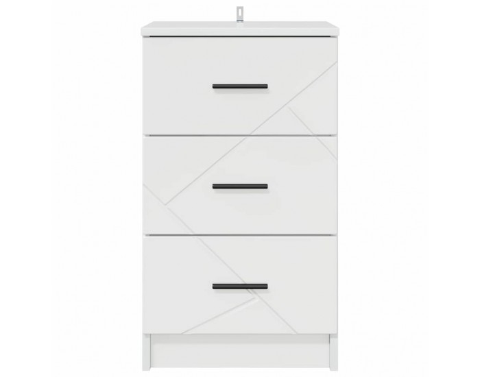 Sonata H Нощен шкаф Бяло Със Силен Гланц 38 x 38 x 66 см Инженерно дърво