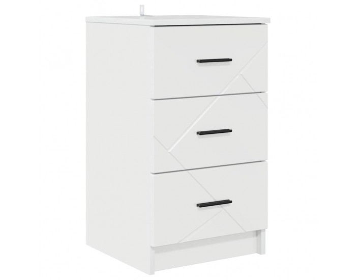 Sonata H Нощен шкаф Бяло Със Силен Гланц 38 x 38 x 66 см Инженерно дърво