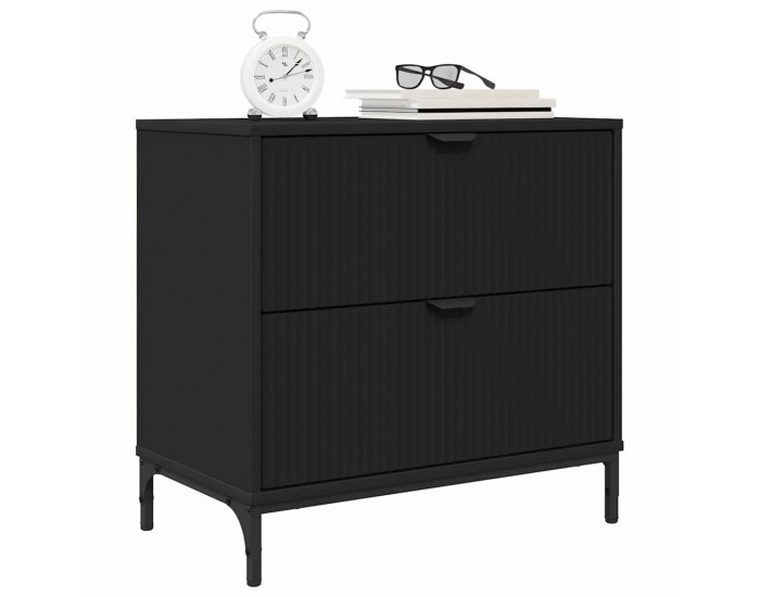 Sonata H Нощно шкафче с чекмедже Черно 63.5 x 36 x 61 см Инженерно дърво