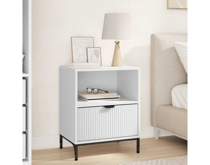 Sonata H Нощно шкафче с чекмедже Бяло 49 x 36 x 61 см Инженерно дърво