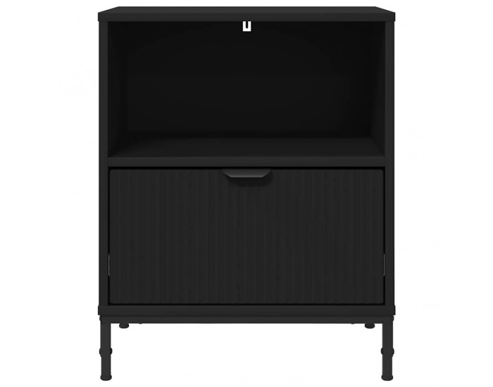 Sonata H Нощно шкафче с чекмедже Черно 49 x 36 x 61 см Инженерно дърво