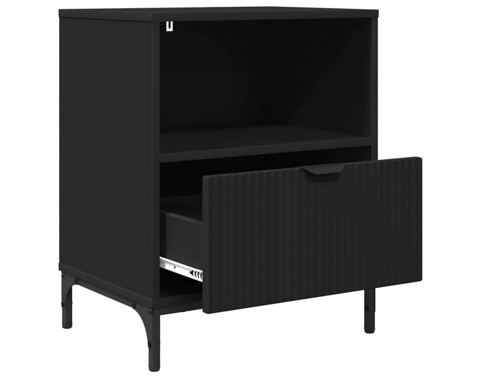 Sonata H Нощно шкафче с чекмедже Черно 49 x 36 x 61 см Инженерно дърво