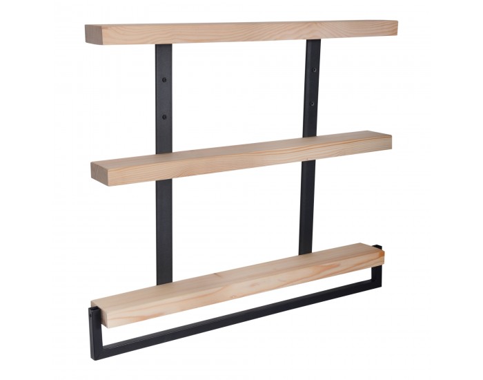 Стенен рафт Nykøbing с 3 рафта естествен/черен []