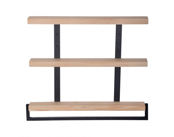 Стенен рафт Nykøbing с 3 рафта естествен/черен []